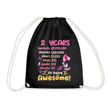 2 ans ! Cadeau d’anniversaire pour les 2 ans - Sac de sport léger - noir - Devant