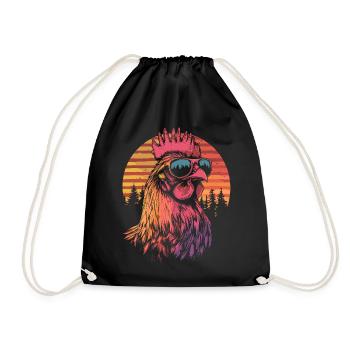 Rooster with sunglasses - Drawstring Bag - black - Front