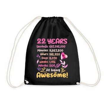 22 years old! Birthday Gift 22nd Birthday - Drawstring Bag - black - Front