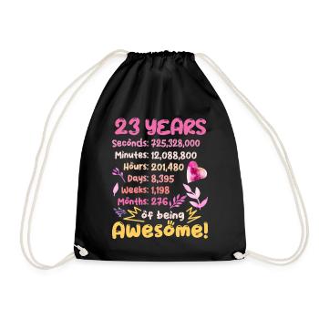 23 Jahre alt! Geburtstagsgeschenk 23. Geburtstag - Turnbeutel - Schwarz - Vorne