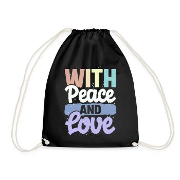 With Peace And Love - Drawstring Bag - black - Front