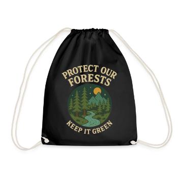 Forest protection nature motif - Drawstring Bag - black - Front