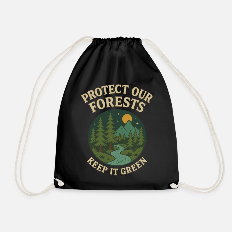 Forest protection nature motif - Drawstring Bag - black