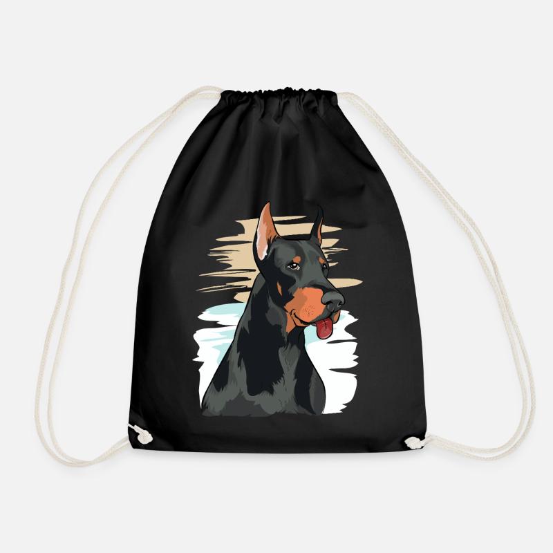 Verspieltes Dobermann-Porträt-Kunstwerk - Turnbeutel - Schwarz
