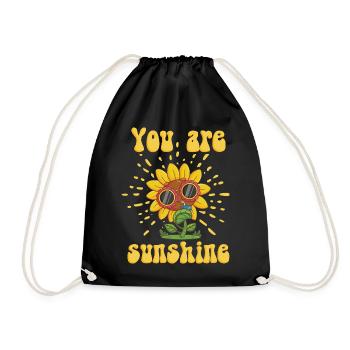 Strahlende Sonnenblume mit Sonnenbrille - Turnbeutel - Schwarz - Vorne