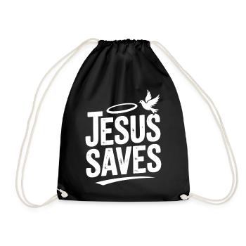 Jesus Saves - Drawstring Bag - black - Front