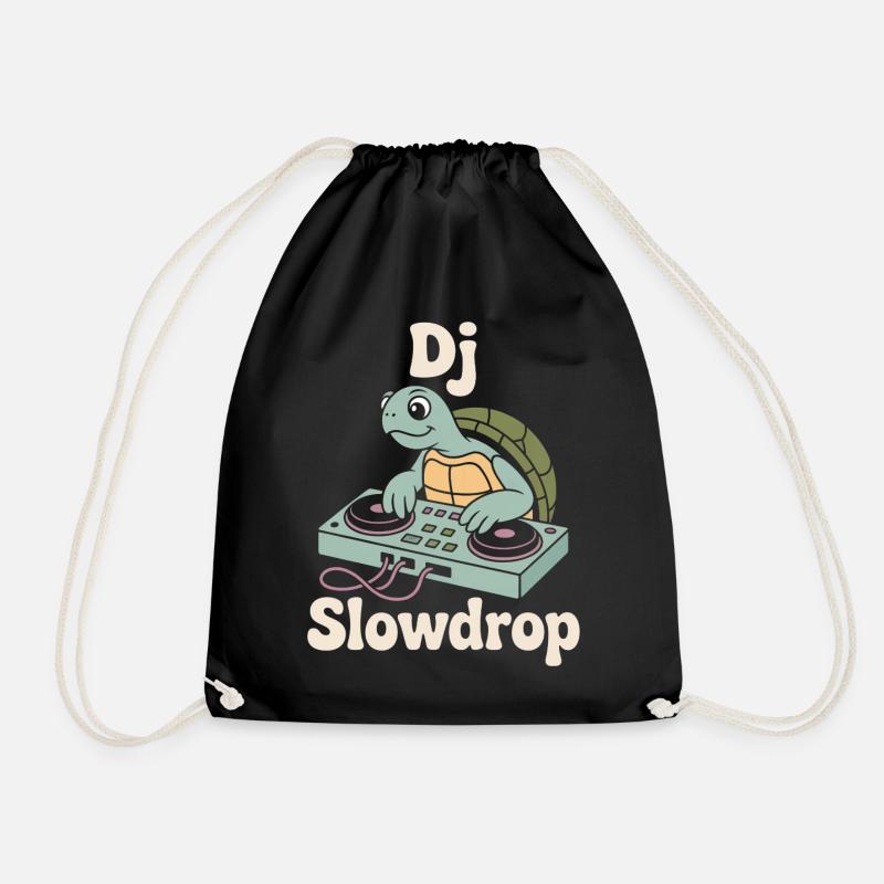 DJ Slowdrop Schildkröte Am DJ Pult - Turnbeutel - Schwarz