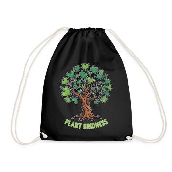 Plant Kindness Baum mit Herzblättern - Turnbeutel - Schwarz - Vorne