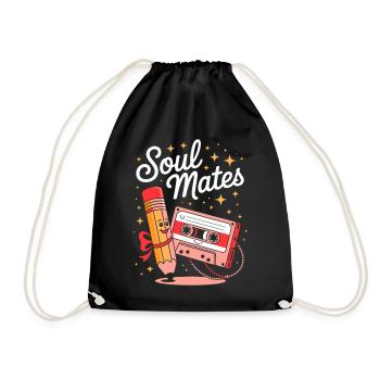 Soul Mates - Cassette Mixtape - Drawstring Bag - black - Front