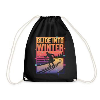 Langlauf Glide Into Winter Neon Retro - Turnbeutel - Schwarz - Vorne