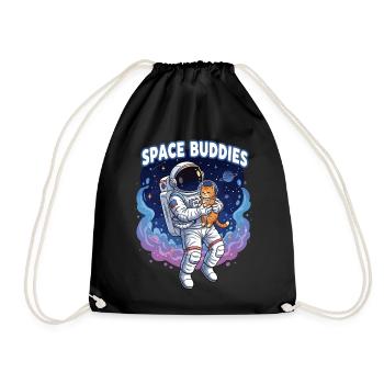 Space Buddies Katzenastronaut - Turnbeutel - Schwarz - Vorne