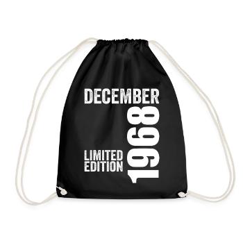 Retro Birthday Gift - December 1968 - Drawstring Bag - black - Front