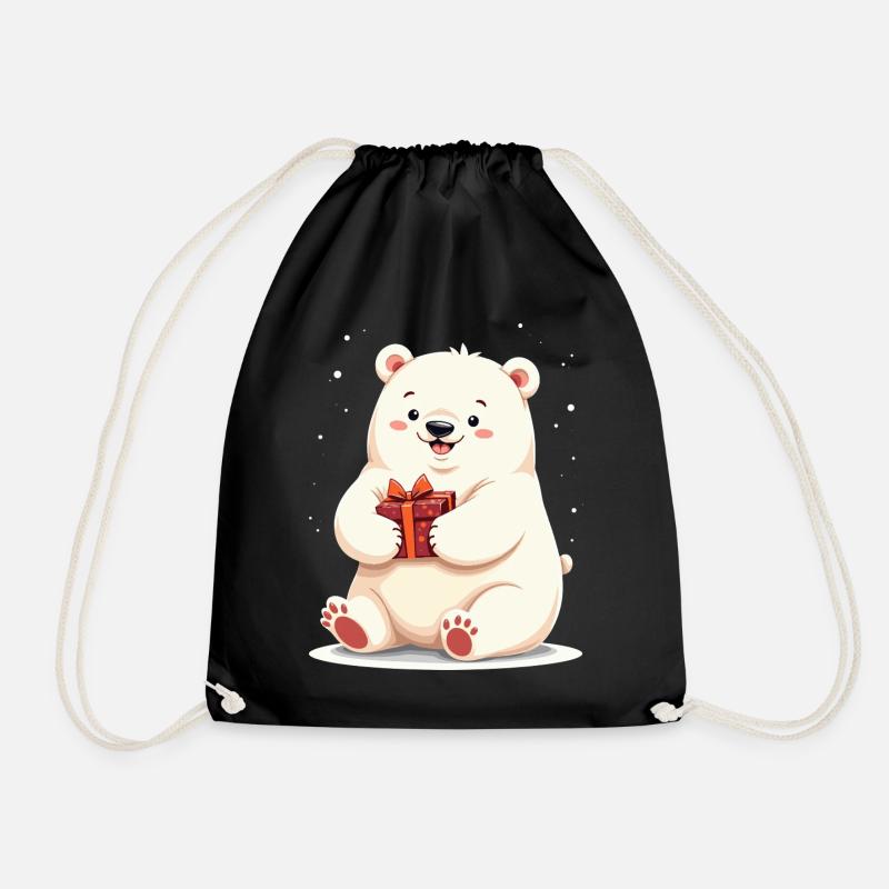 Niedlicher Eisbär mit Geschenkillustration - Turnbeutel - Schwarz
