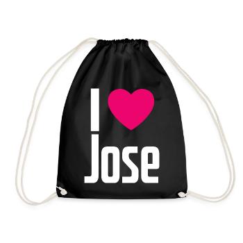 I Love Jose Pink Heart I Love Jose - Drawstring Bag - black - Front