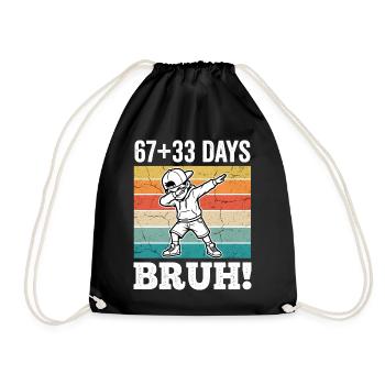 100 Days of School Dabbing Boy Vintage Sunset - Drawstring Bag - black - Front