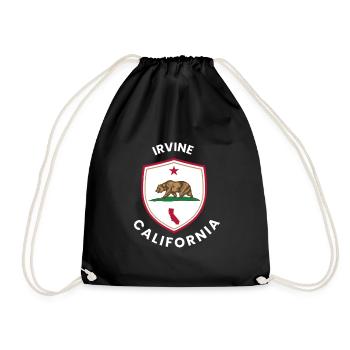Irvine CA Bear Shield Emblem - Drawstring Bag - black - Front