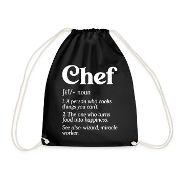 Funny Chef Definition Head Chef Baker Restaurant C - Drawstring Bag - black - Front
