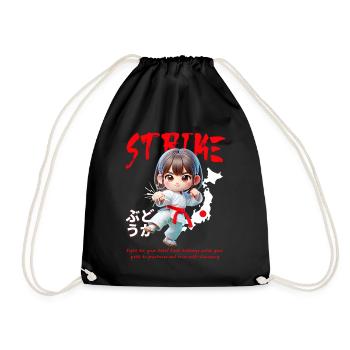 Chibi Karate Hero Strike - Drawstring Bag - black - Front