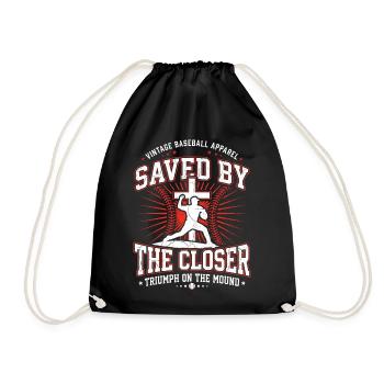 Saved By The Closer Christian Baseball Jesus - Drawstring Bag - black - Front