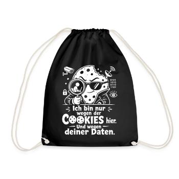 Cookies Daten Überwachung Satire Keks - Turnbeutel - Schwarz - Vorne