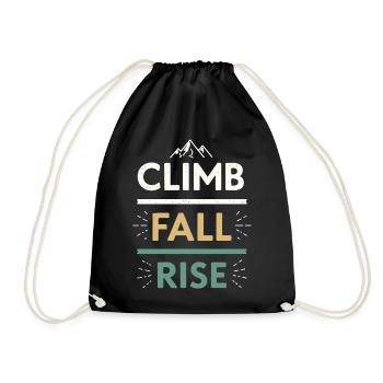 Climbs Falls Raises Mountain - Drawstring Bag - black - Front
