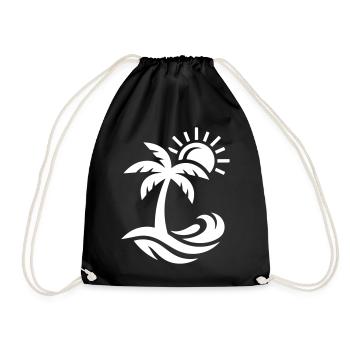 Palme Strand Ozean - Turnbeutel - Schwarz - Vorne