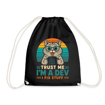 Trust Me I'm a Dev – Programmer Cat - Drawstring Bag - black - Front