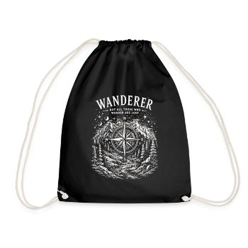 Wanderer-Kompass-Berg-Design - Turnbeutel - Schwarz - Vorne