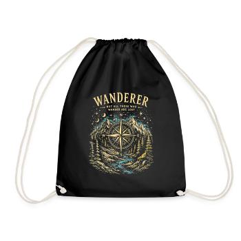 Wanderer Compass Hiking Adventure - Drawstring Bag - black - Front