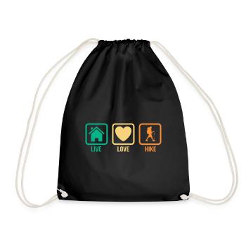 Live Love Hike Mountaineering Trekking Hiker Outdo - Turnbeutel - Schwarz - Vorne