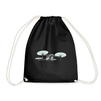 Retro Graphic Drone Flying Quadcopter Pilot RC Dro - Drawstring Bag - black - Front