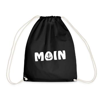 Moin with anchor Sylt Nordsee Hamburg Bremen Insel - Drawstring Bag - black - Front