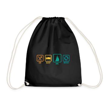 Eat Sleep Sail Repeat Sailor Skipper Captain Sailb - Turnbeutel - Schwarz - Vorne
