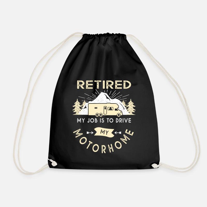 retired motorhome gift man retreat - Drawstring Bag - black