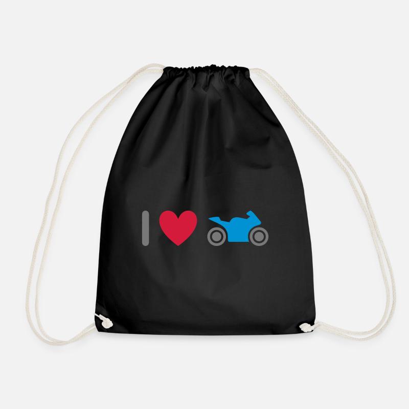 ★ Design colors can be changed ★ I love motorcycles - Drawstring Bag - black