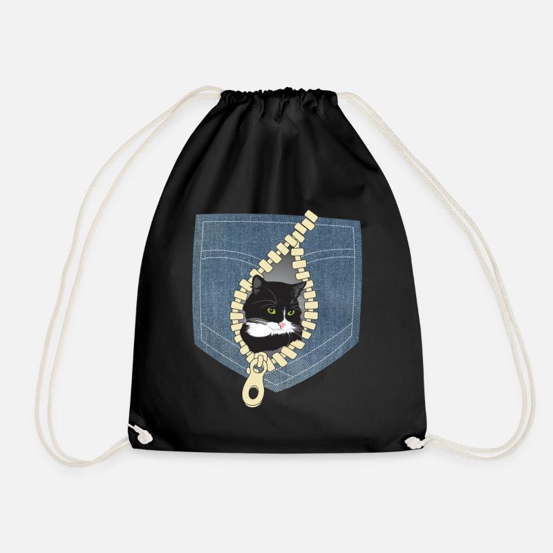 Cat Cats - Drawstring Bag - black