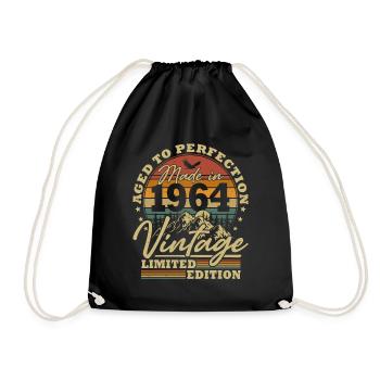 Vintage 1964 Jahrgang Geburtstag Retro Geschenk - Turnbeutel - Schwarz - Vorne
