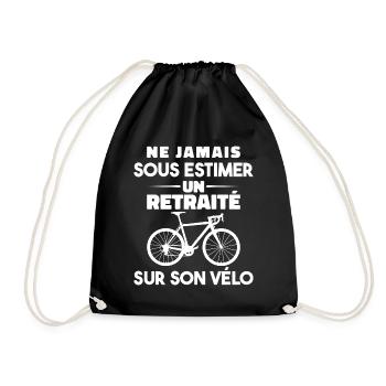 Never underestimate a retiree on their bike - Drawstring Bag - black - Front