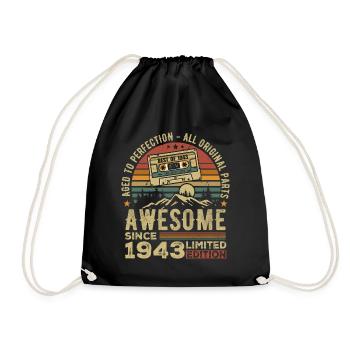 Cadeau D’anniversaire Vintage 1943 | Né en 1943 - Sac de sport léger - noir - Devant