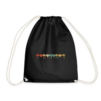 Retro Graphic Drone Flying Quadcopter Pilot RC Dro - Drawstring Bag - black - Front