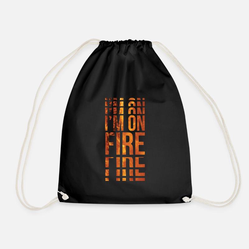 I'm on Fire Cool Sayings Visual Effect - Drawstring Bag - black