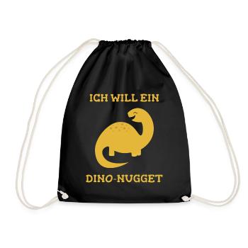Dino Nugget Nuggets Dinosaurier Geschenk - Turnbeutel - Schwarz - Vorne