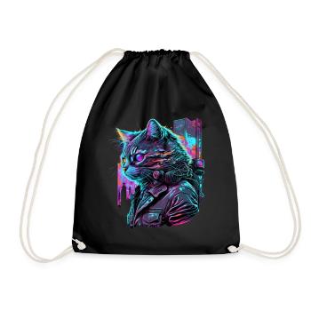 Synthwave Cat Cats 80s Cadeau - Sac de sport léger - noir - Devant
