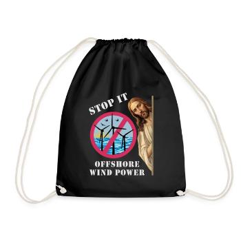 Offshore Wind Power Stop it - Drawstring Bag - black - Front