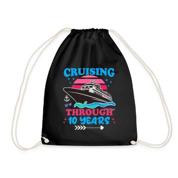 Cruising Through 10 Years Wedding Anniversary - Drawstring Bag - black - Front