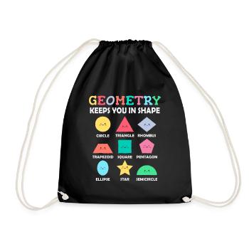 Geometrische Formen mit positiven Sprüchen - Turnbeutel - Schwarz - Vorne