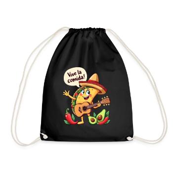 Taco Fiesta mit Gitarre und hispanischem Flair - Turnbeutel - Schwarz - Vorne