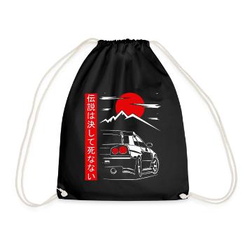 Sonnenauto im japanischen Stil - Turnbeutel - Schwarz - Vorne