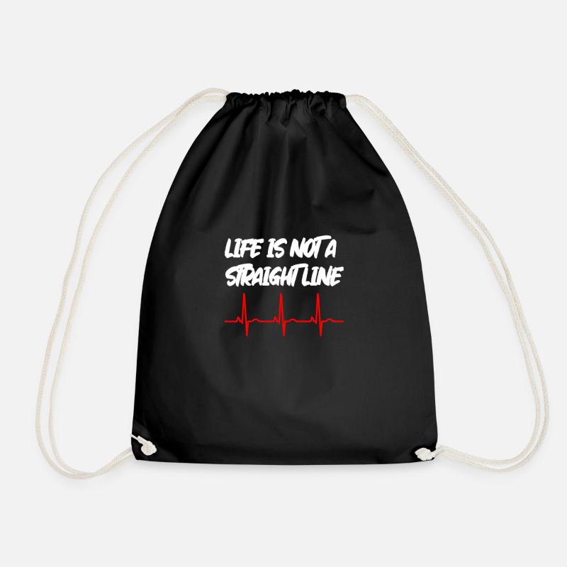 Life Is Not A Straight Line - EKG Edition - Drawstring Bag - black
