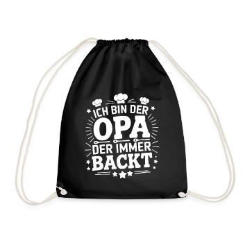Ich bin der Opa der immer backt lustiger Opaspruch - Turnbeutel - Schwarz - Vorne